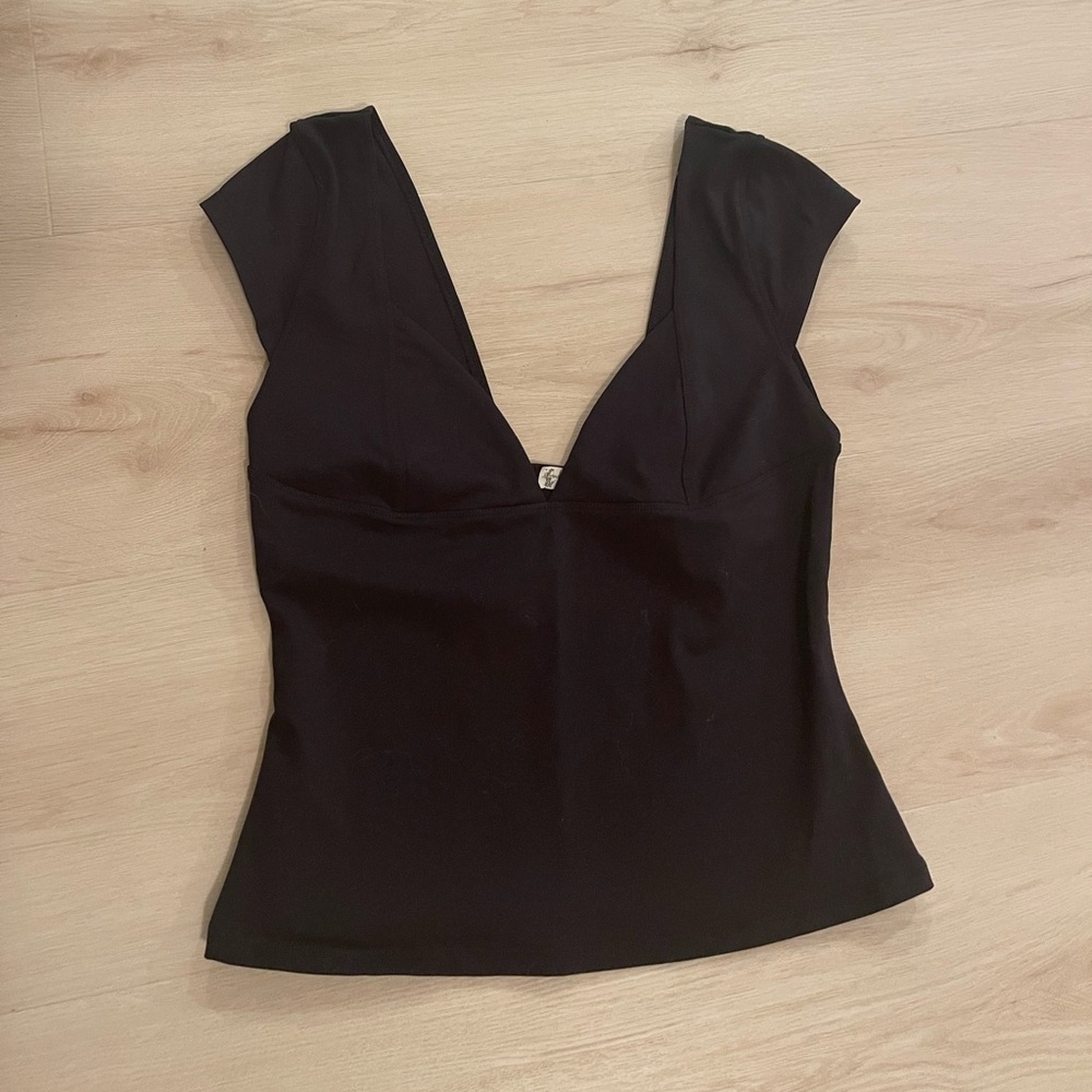 FP Movement by Free People Black V-Neck Top